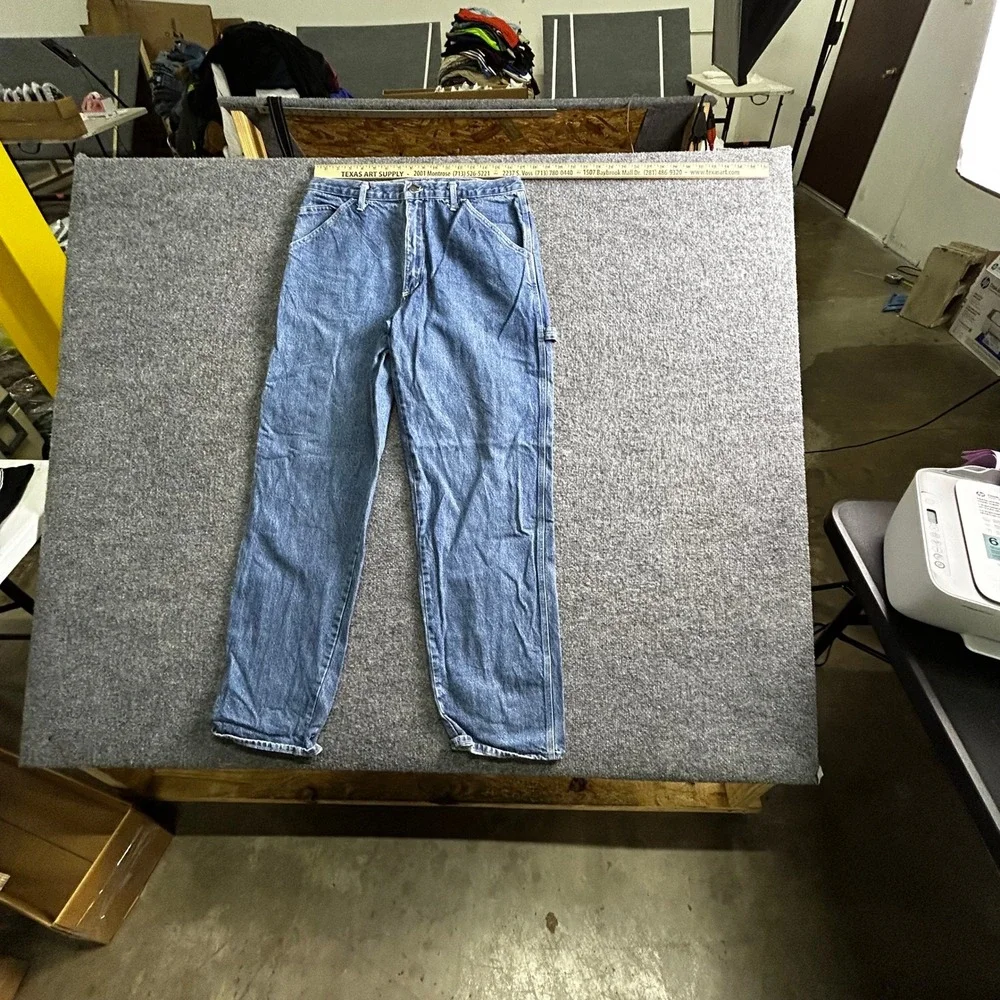 Wrangler Carpenter Jeans Mens Size 34x34 Blue Denim Utility Workwear Hammer Loop